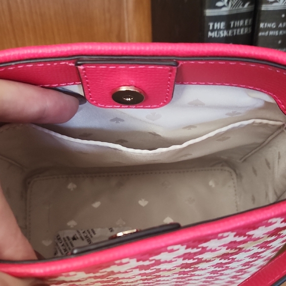 Kate Spade Pink and White Houndstooth Shoulder Bag - Picture 4 of 5